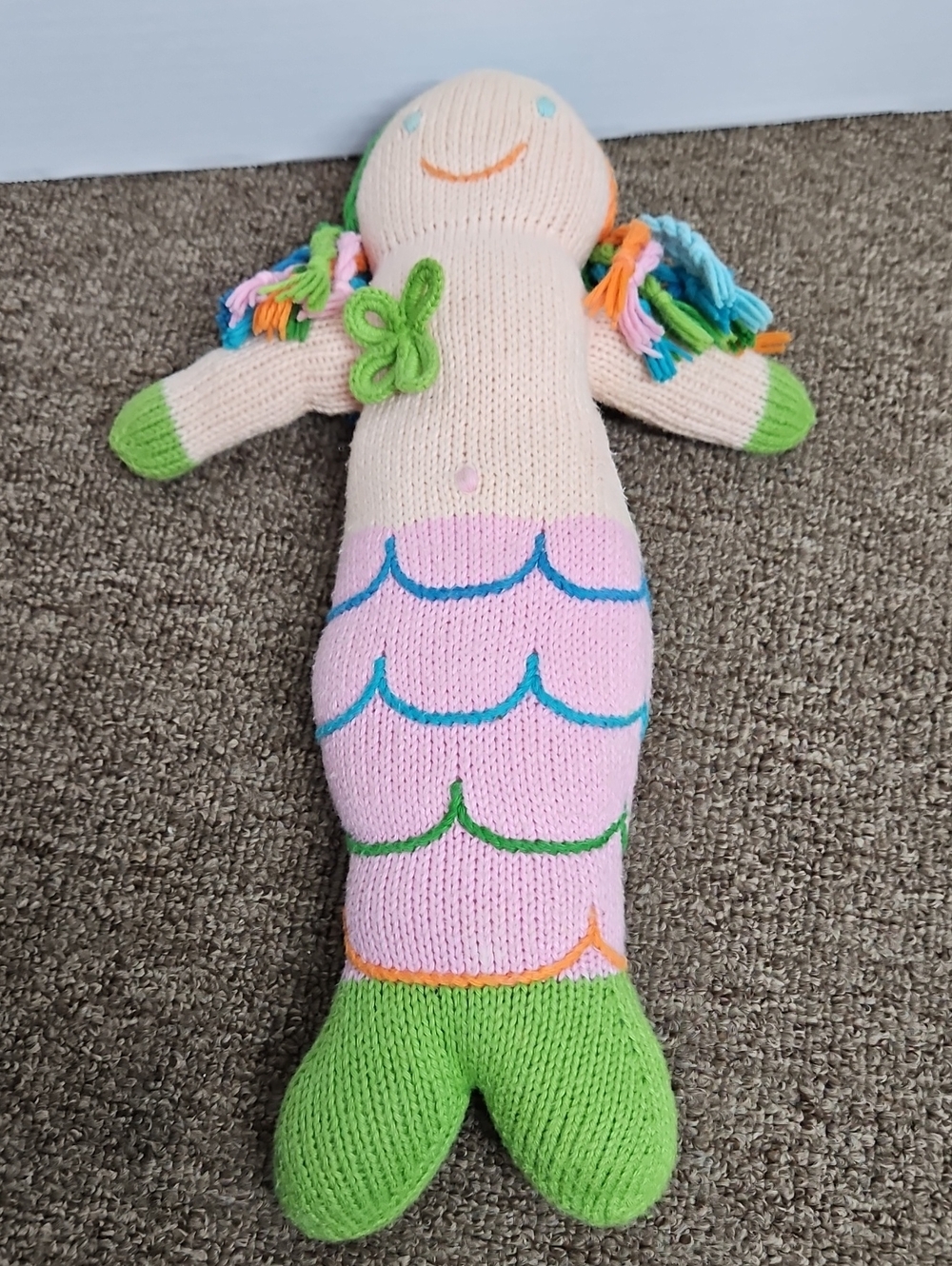 Blabla Mermaid Lovey Plush 100% Cotton Knitted Doll